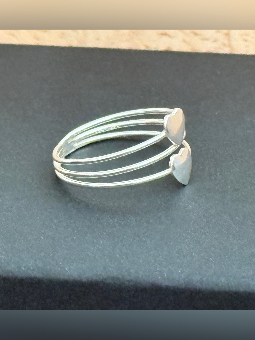Sterling silver double heart ring sizes 7,8